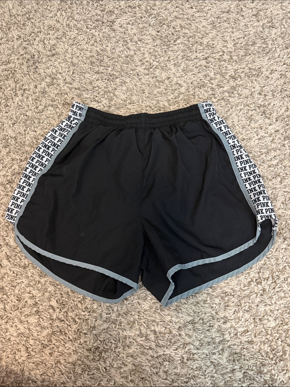 PINK Victoria's Secret Black Athletic Shorts with Logo Side Panels